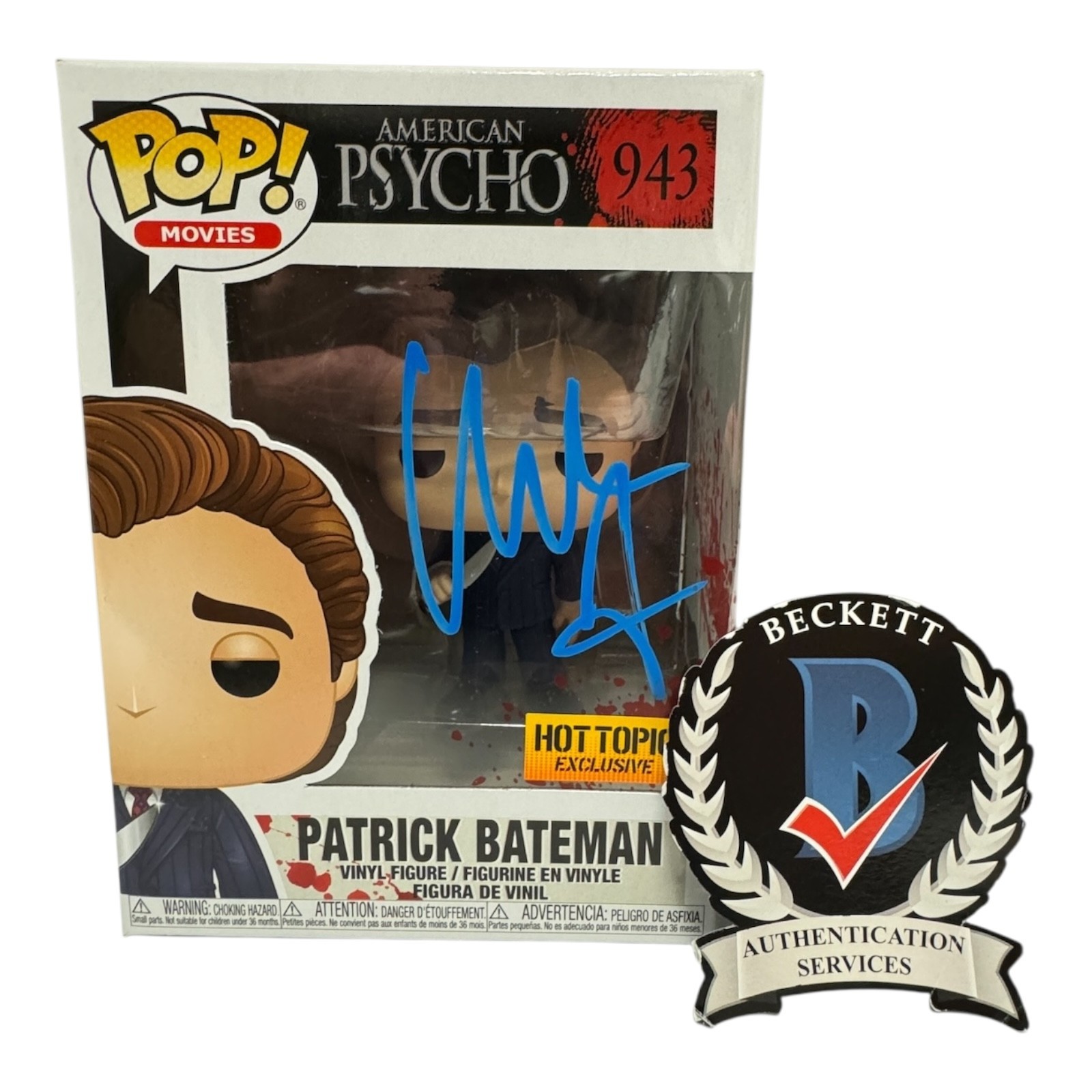 Christian Bale Signed Autograph American Psycho Funko Pop 943 Beckett Bas