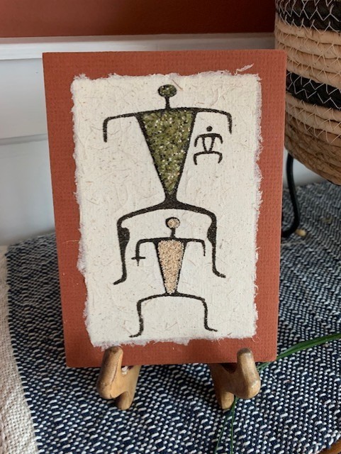 Handmade Petroglyph Design Hawaiin Sand Handmade Paper Artwork
