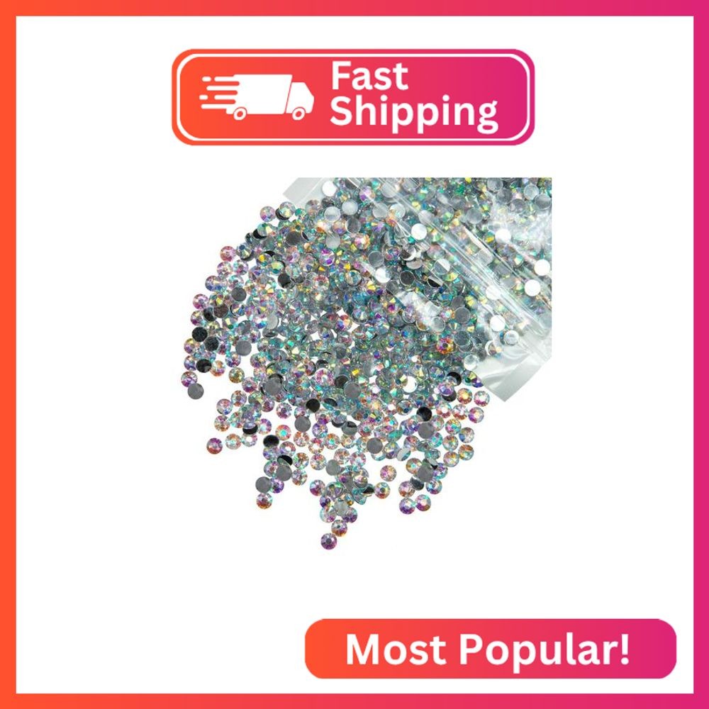 qiipii 3000PCS 4mm Crystal AB Resin Rhinestones for Crafting Flatback White AB S