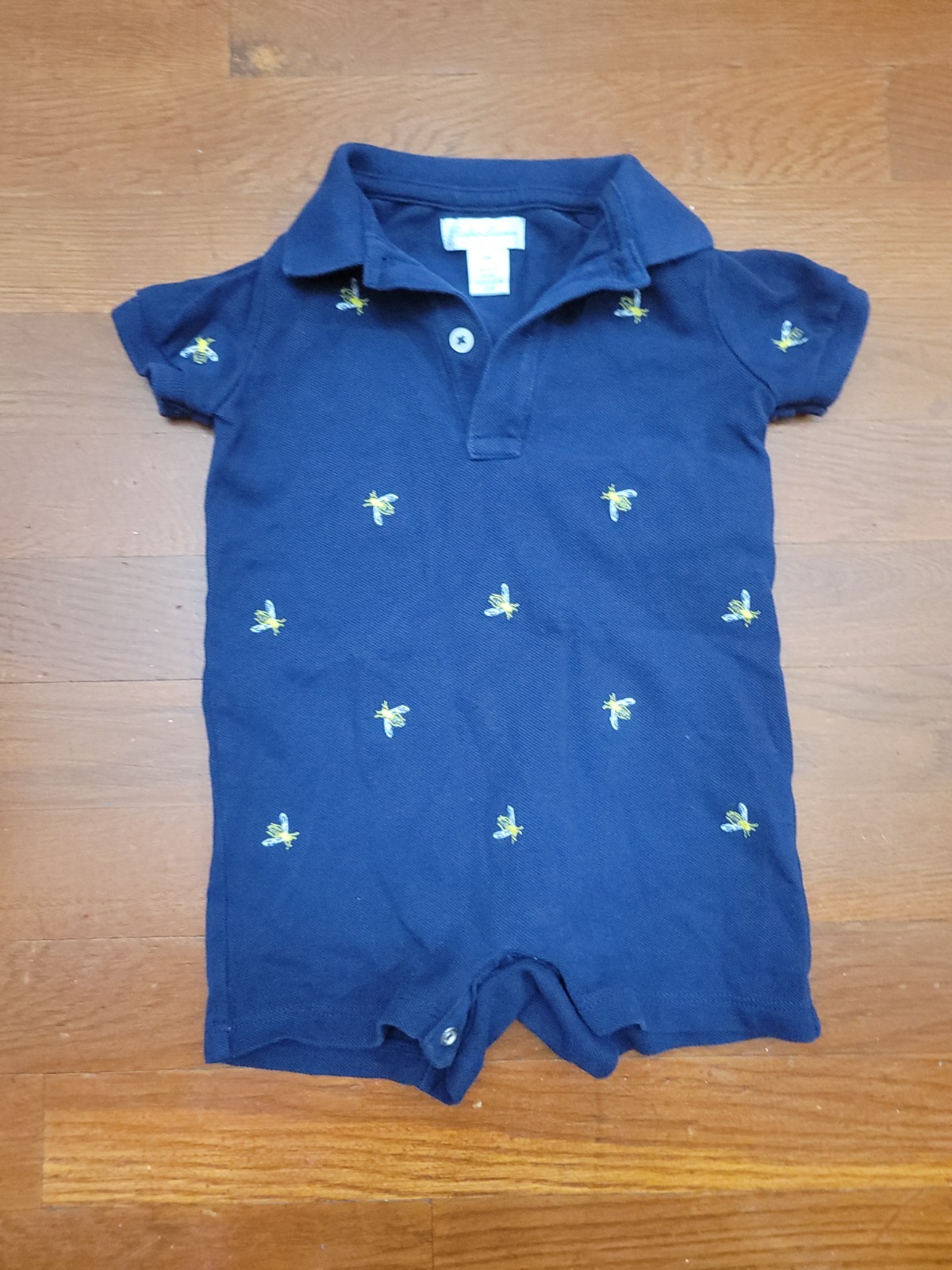 Ralph Lauren Romper Baby Boys 3M Months Navy Collared Short Sleeve One Piece