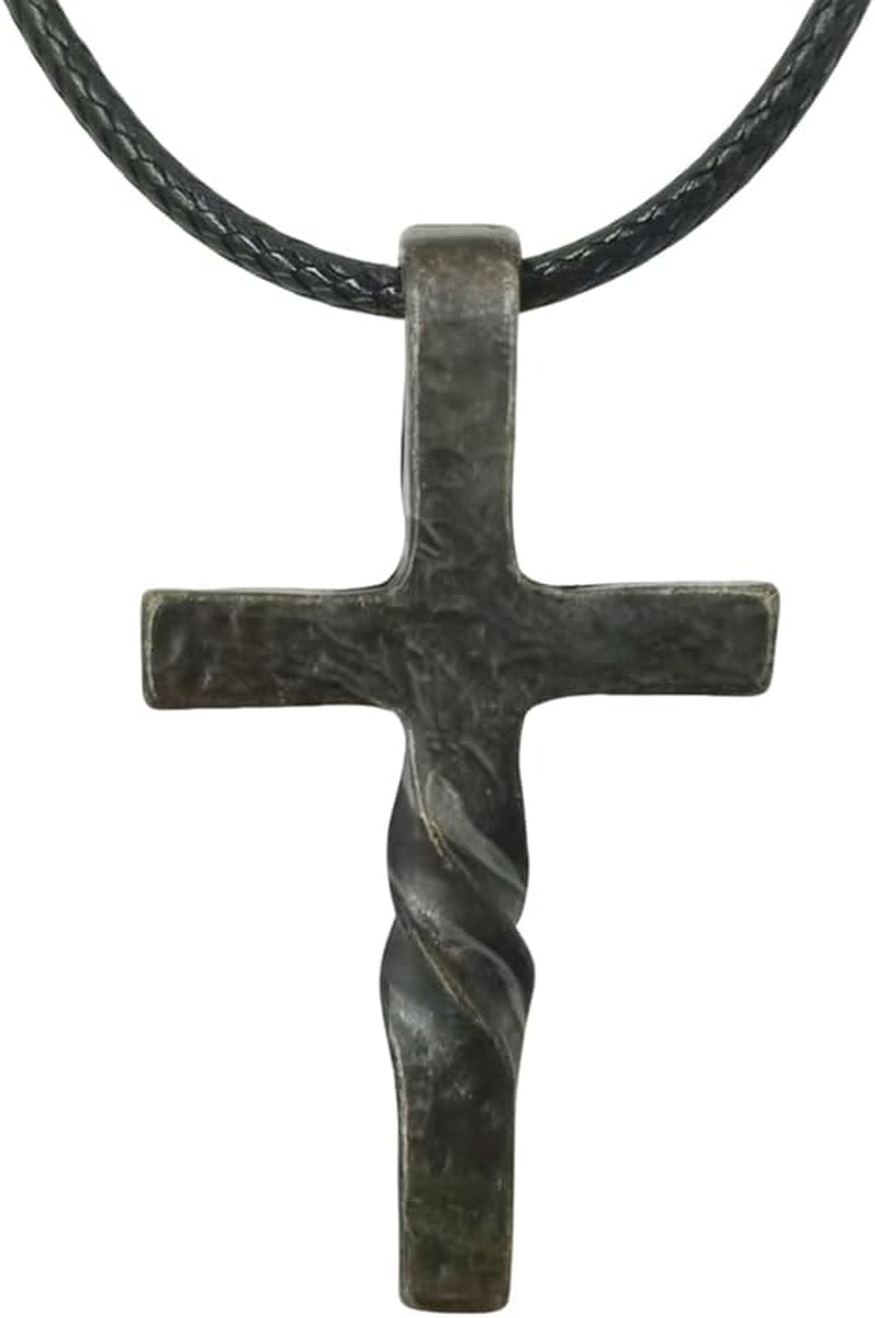 Handmade Cross Necklace, Retro Cross Necklace Steel Classic Twisted Cross Pendan