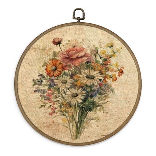  Vintage Floral Framed Wall Art Decor, Botanical Canvas 10"L x 10"W Flower