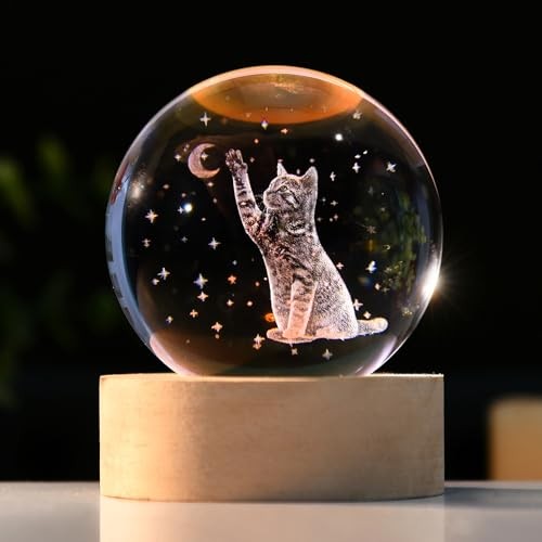  3D Cat Themed Gifts for Women Friends Cat Lovers Presents 3D Cat with Moon
