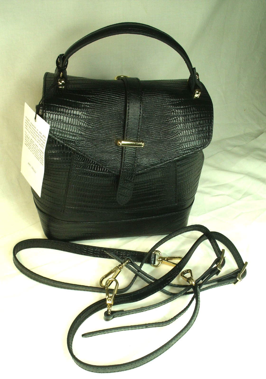 Divina Firenze Trilli Italian Convertible Backpack Crossbody Black Bag Unused