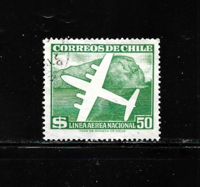 Chile Stamp Scott # C210-50p- Used/VLH-NG-1959- Air Mail