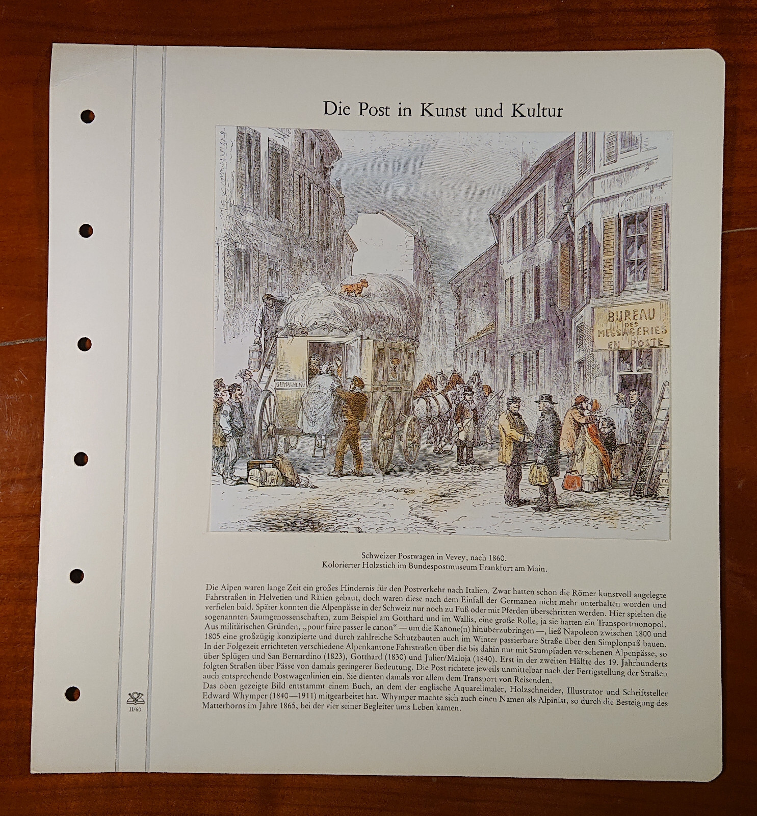 Vordruckblatt Post Art & Culture Switzerland Mail Wagon Vevey 1860 Wood