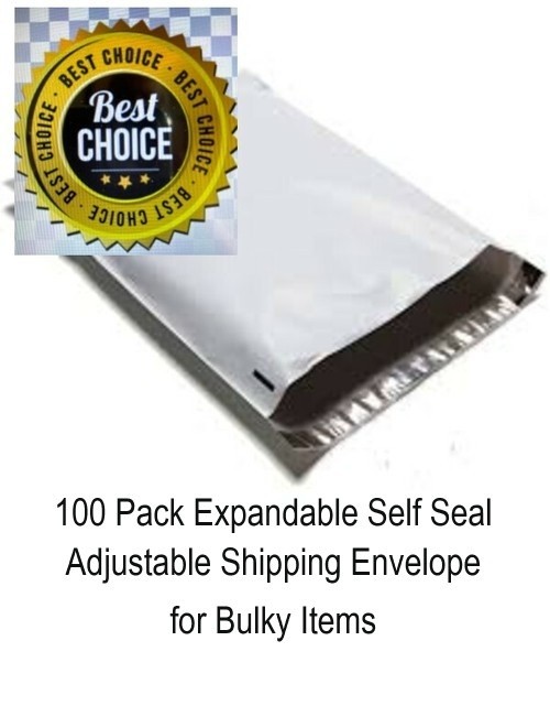 Expansion Poly Mailers, 13"x16"x4" 100 Pack Expandable Self Seal Adjustable Ship