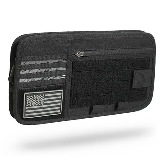 Heavy Duty Molle Car Sun Visor Organizer - Tactical Carccessories with Zipper A