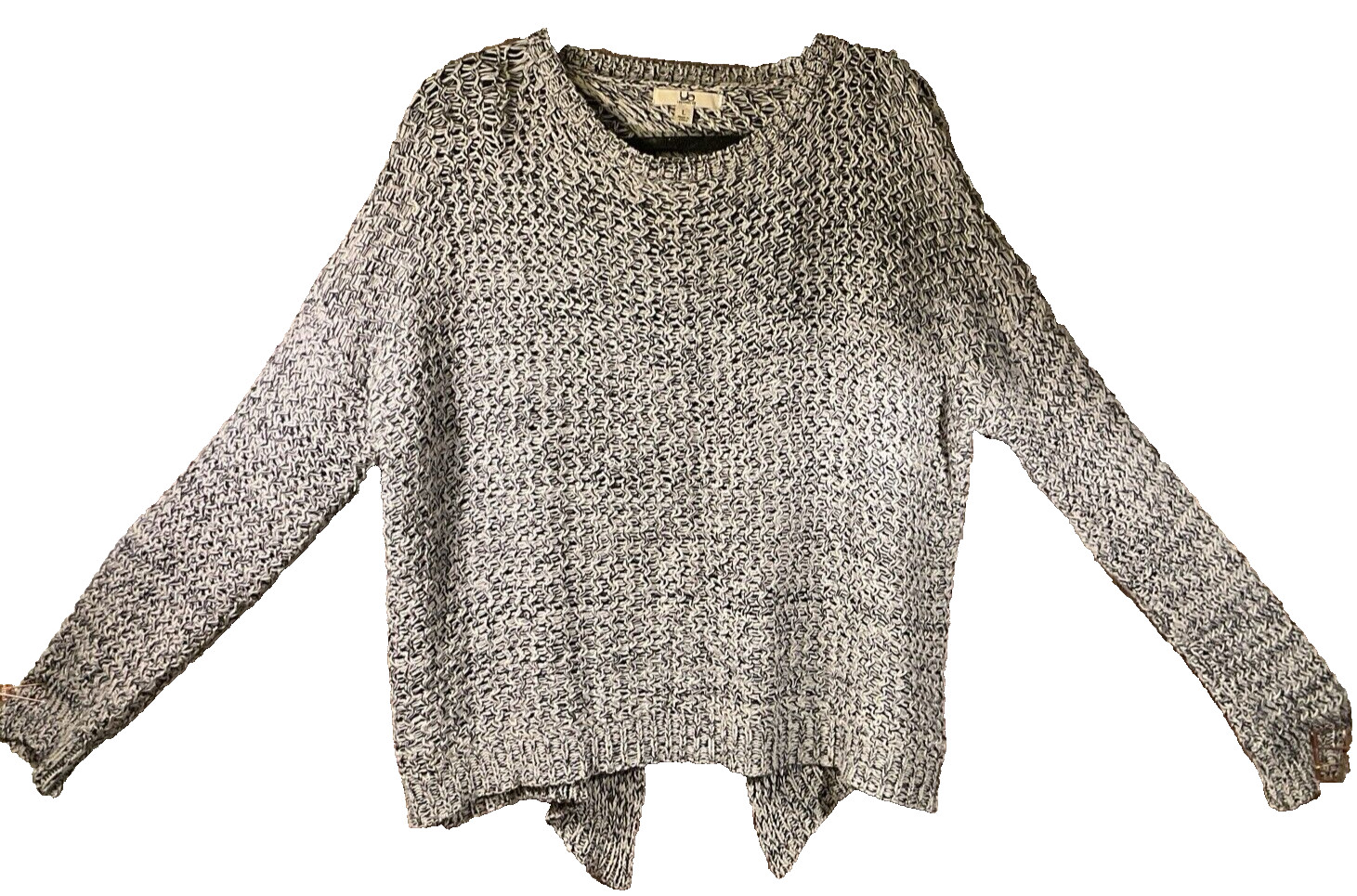 Ya Los Angeles Knit Backless Sweater- Women's Size Large Open Weave- Black/White