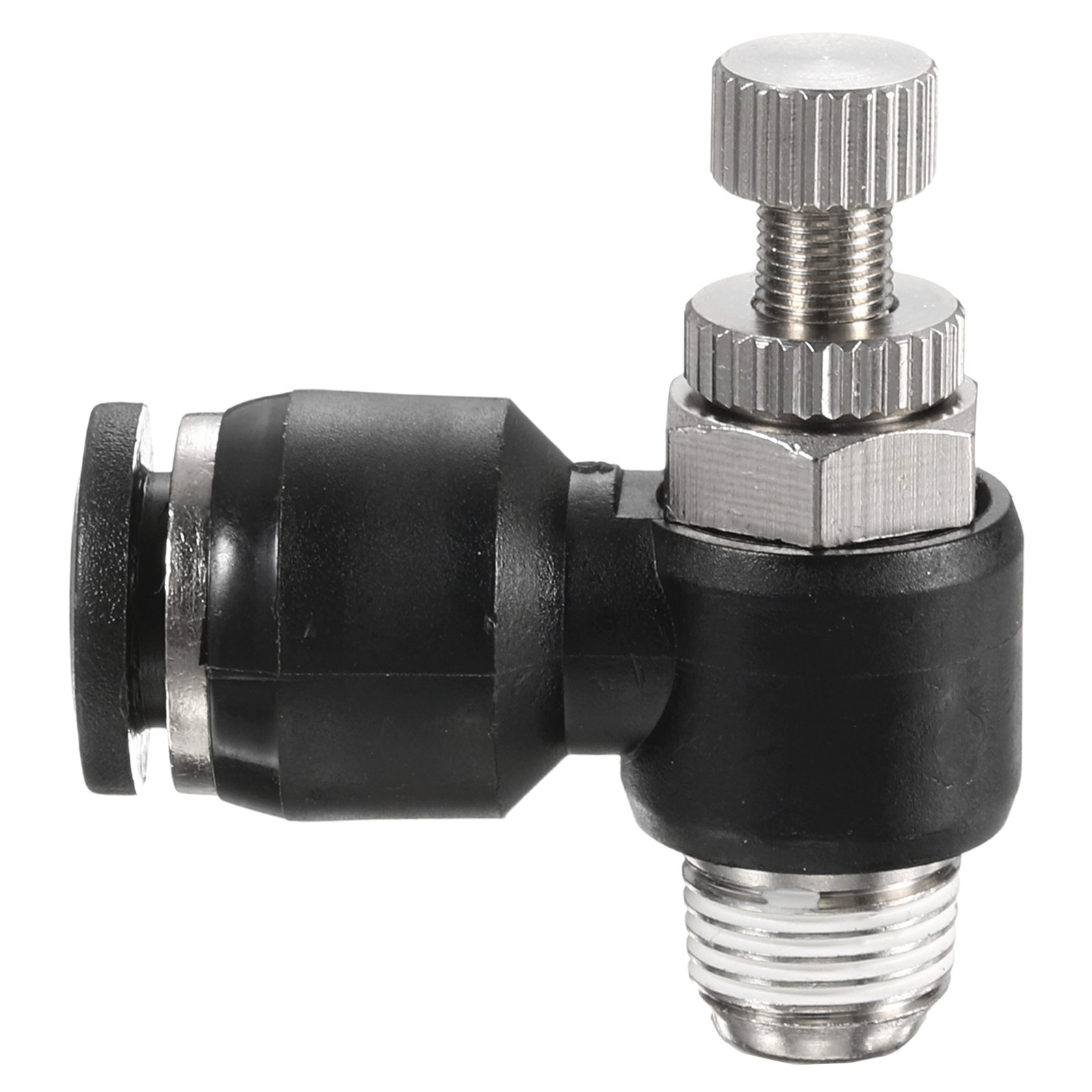 SL8-NPT1/8 Push to Connect Air Line Fitting Air Flow Control Valve Black