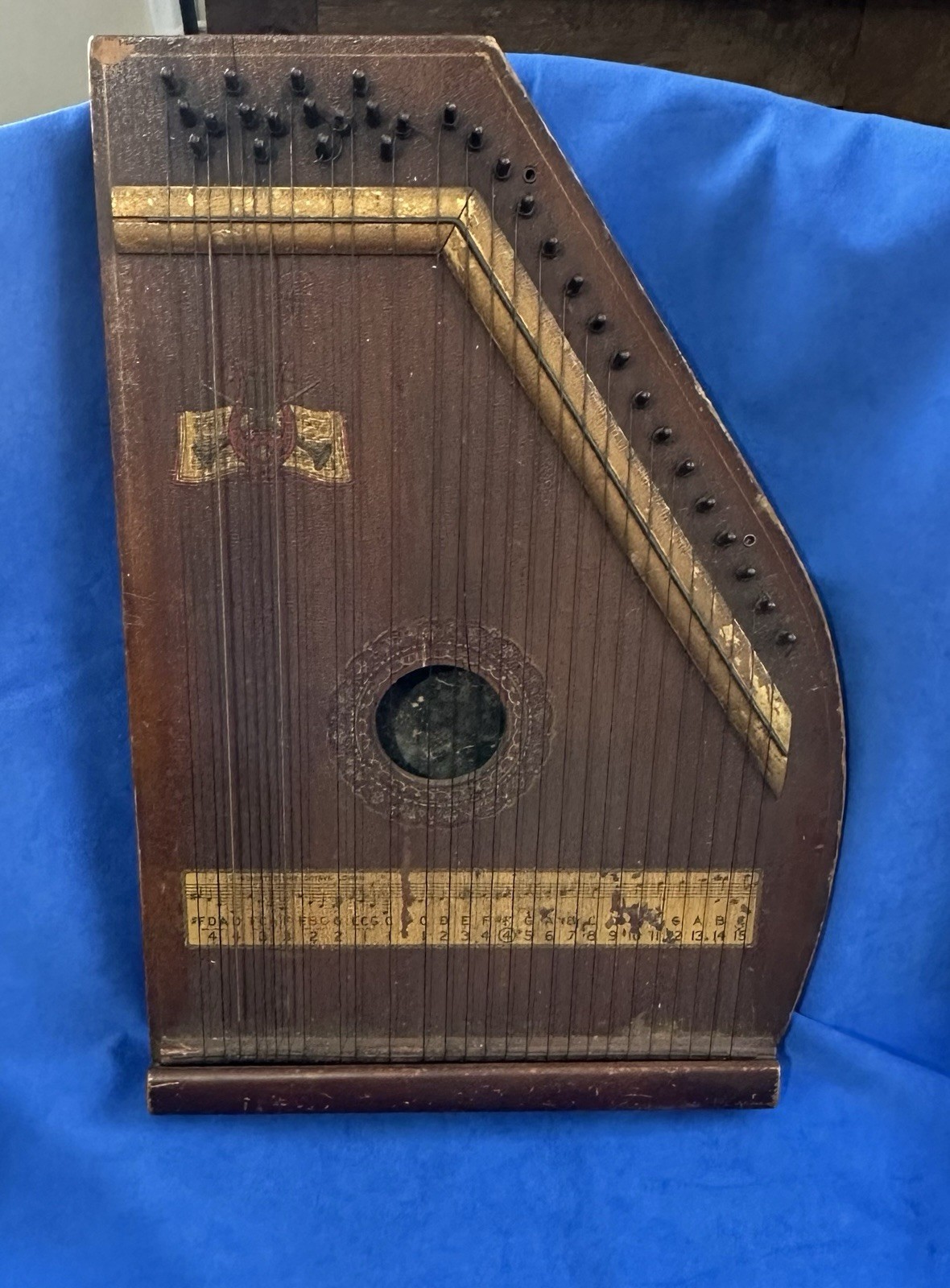 Vintage Antique Zither Mandolin Guitar Lap Harp 19” Marked 0797