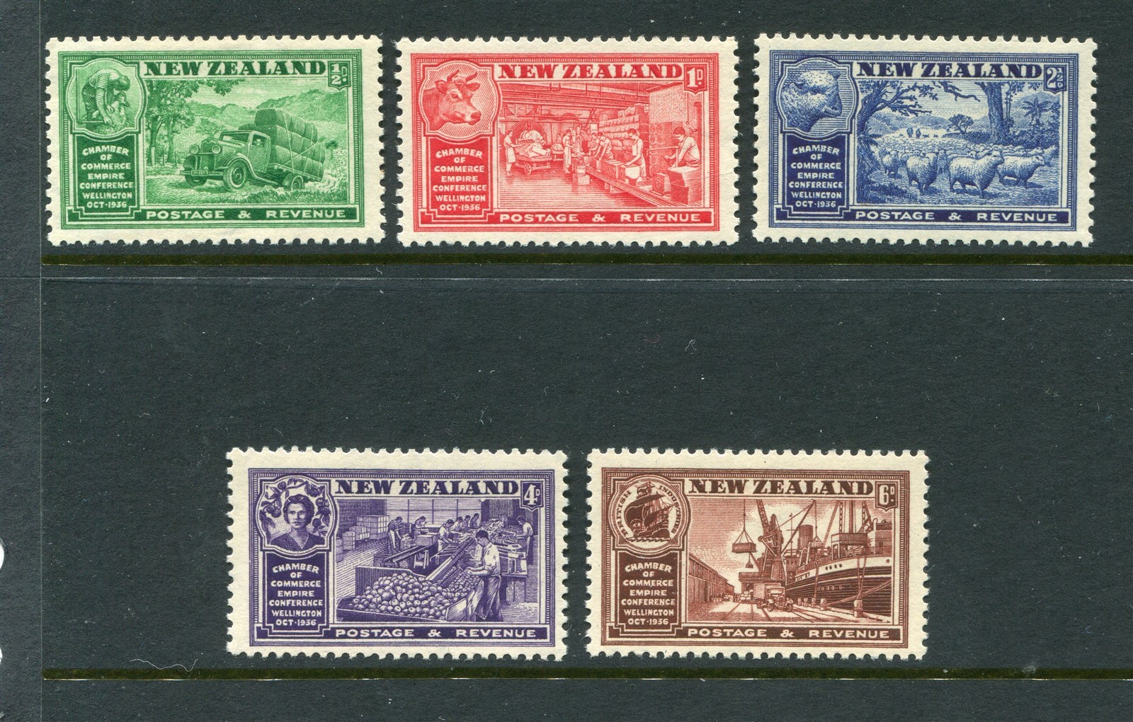 New Zealand #218-222 Industry Complete Set [Mint Never Hinged]