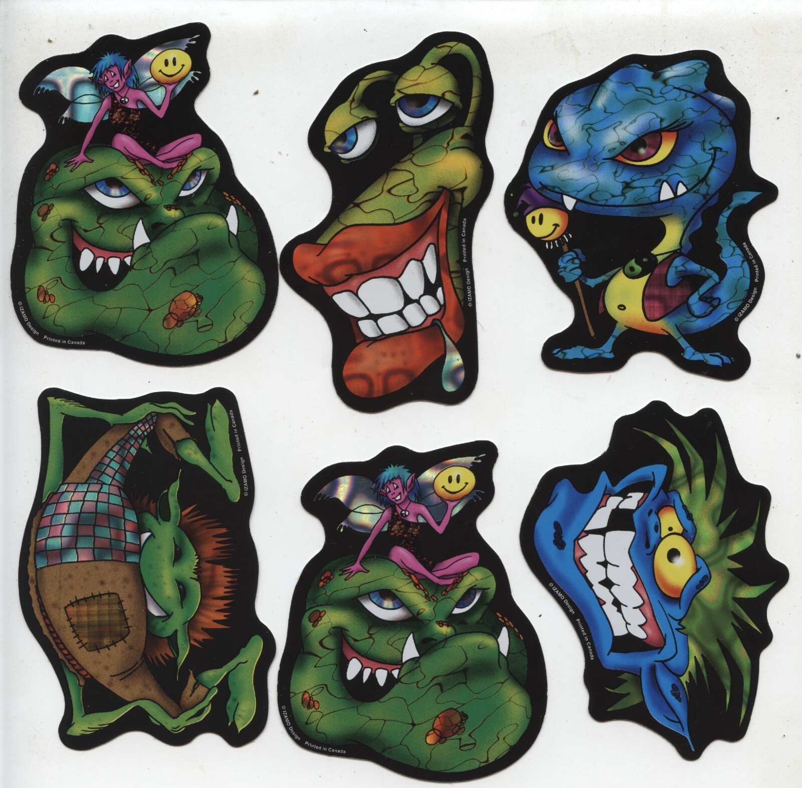 6 Old Vintage Fantasy Creatures Prismatic Vending Machine Stickers