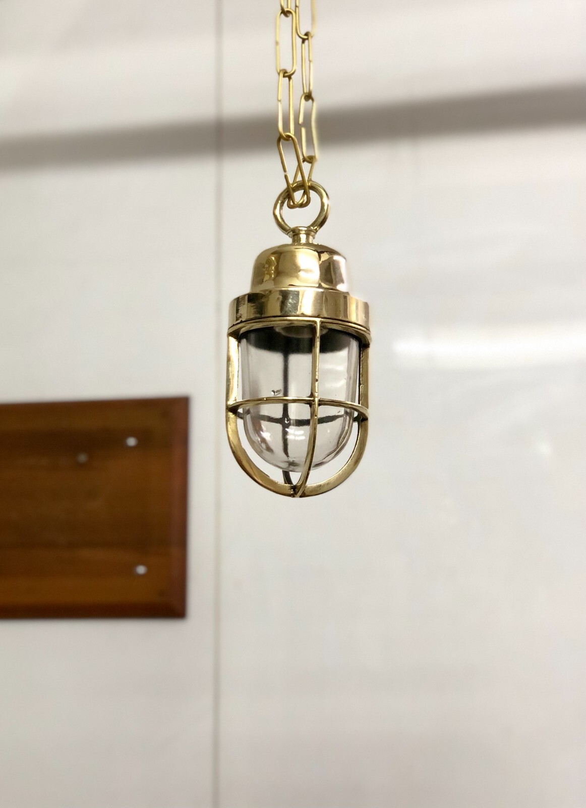 Nautical Original Brass Hanging Passage Lamp – Vintage Maritime Ceiling Fixture