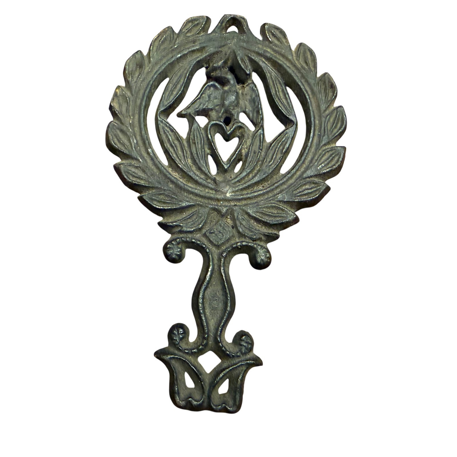 VTG Wilton Black Cast Iron Trivet Hearts Eagle 5.5" x 3.5