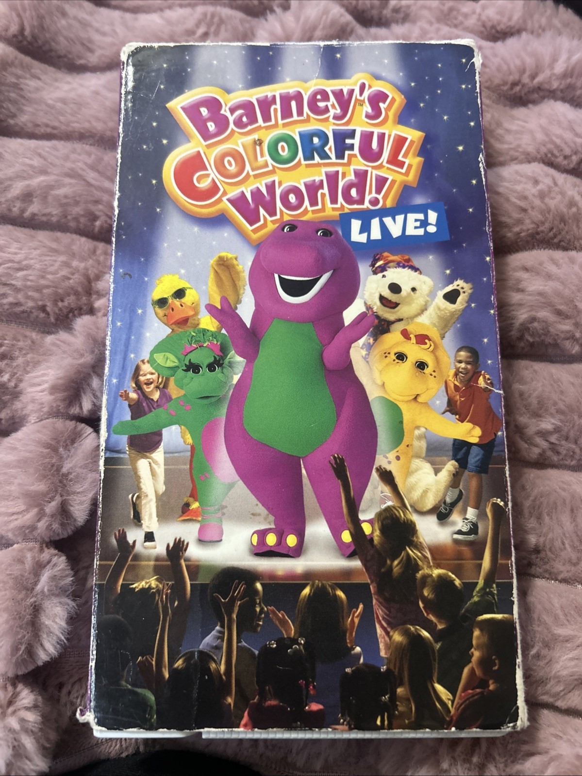 Barney's Colorful World Live VHS White Tape Barney Purple Dinosaur