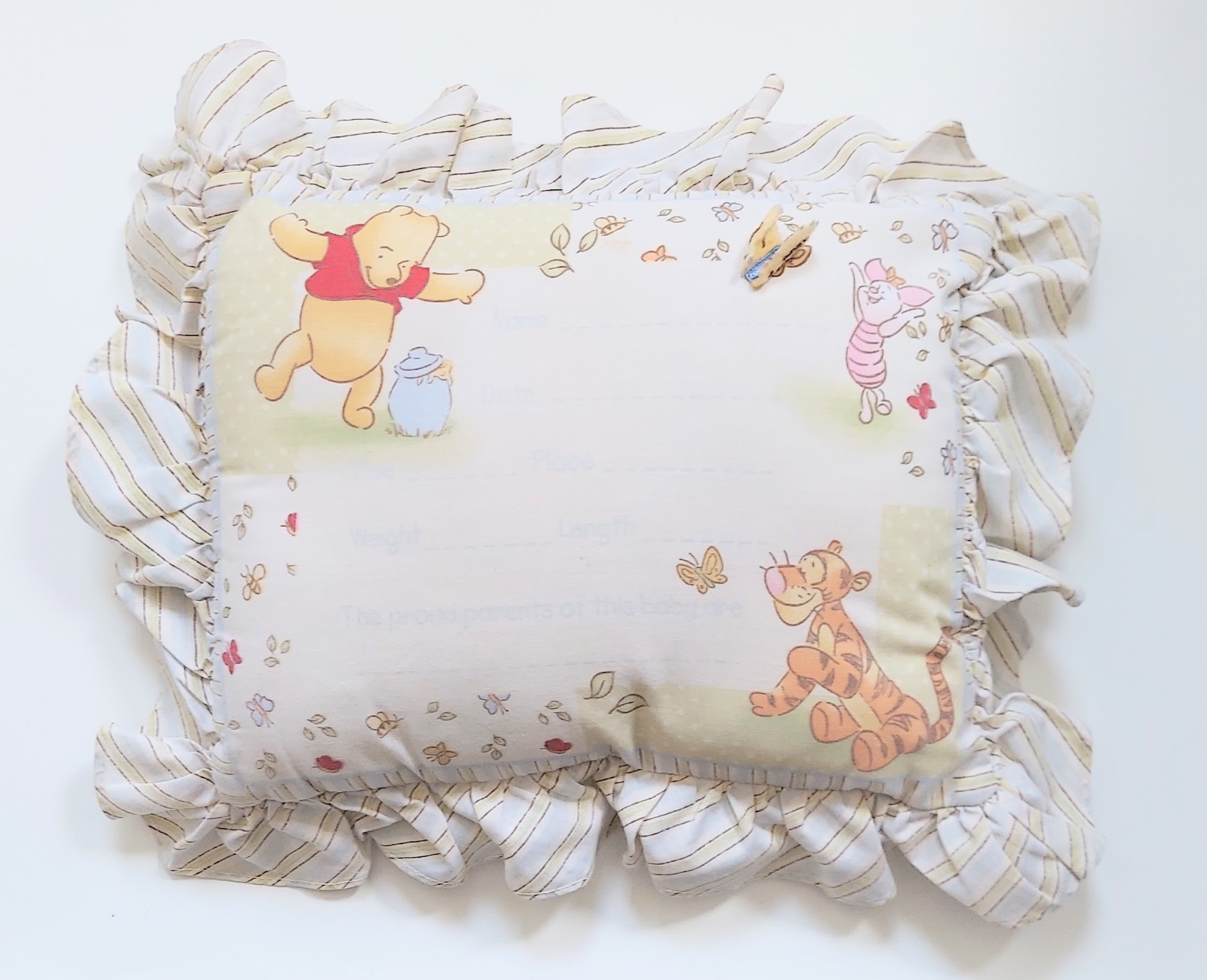 Winnie The Pooh Classic Keepsake Birth Announcement Pillow