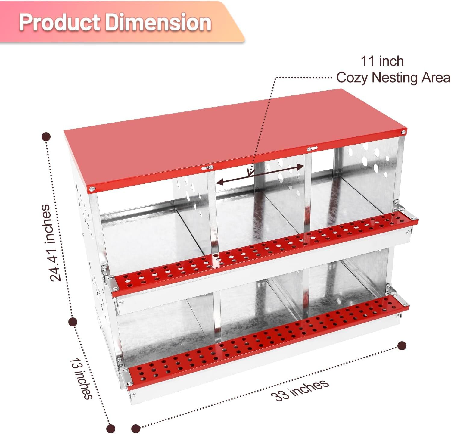 Galvanized Steel Chicken Laying Boxes 6 Compartment Nesting Boxes for Chickens