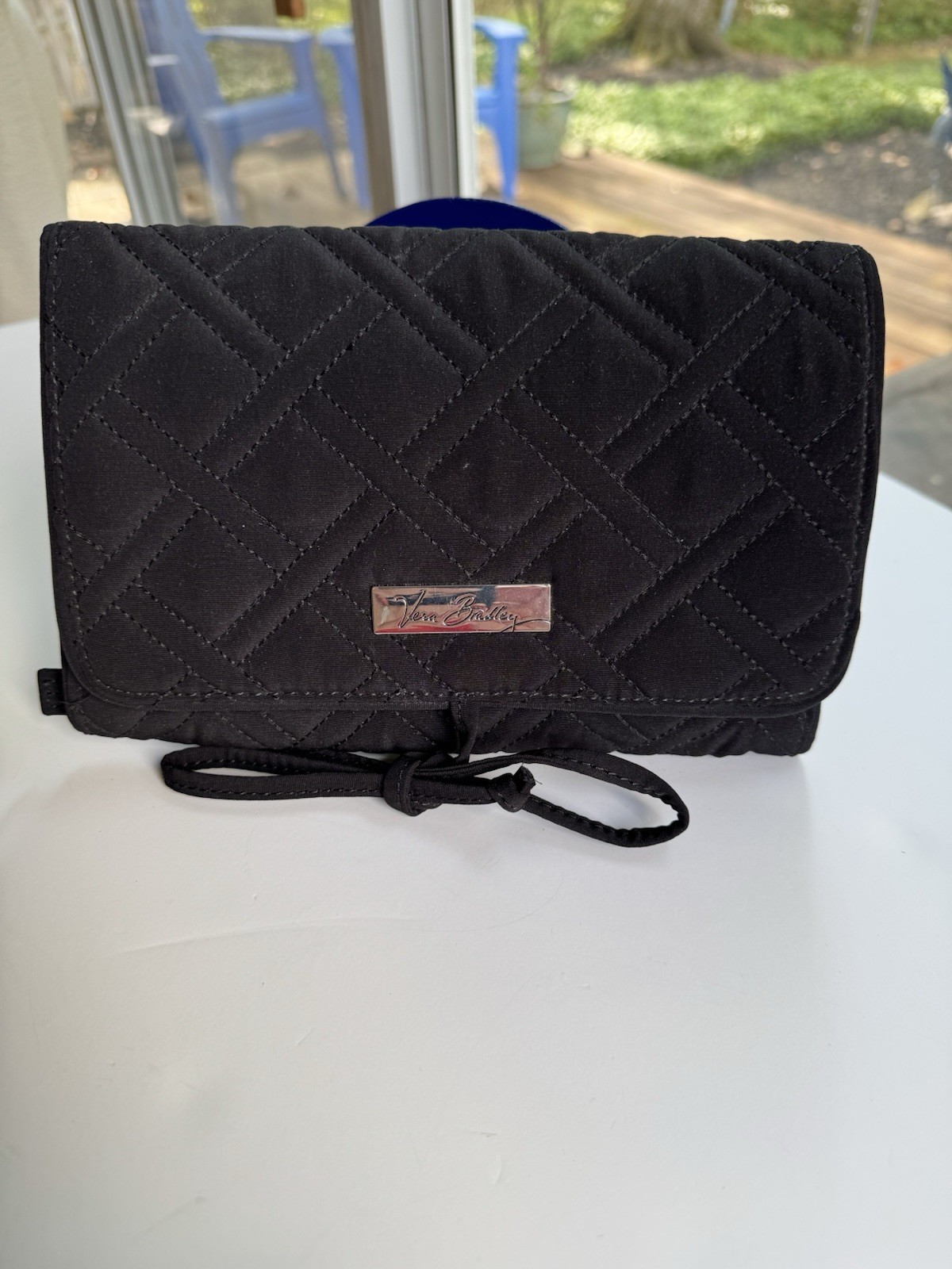 Vera Bradley All Wrapped Up Jewelry Roll Travel Case black microfiber 