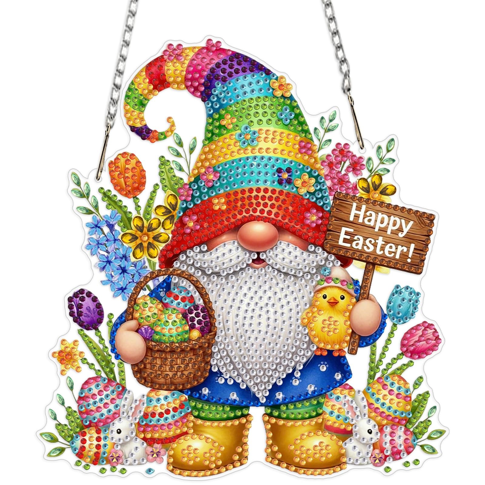 Easter Gnomes Diamond Art Hanging Kit For Adults DIY Crystal Mosaic Decor
