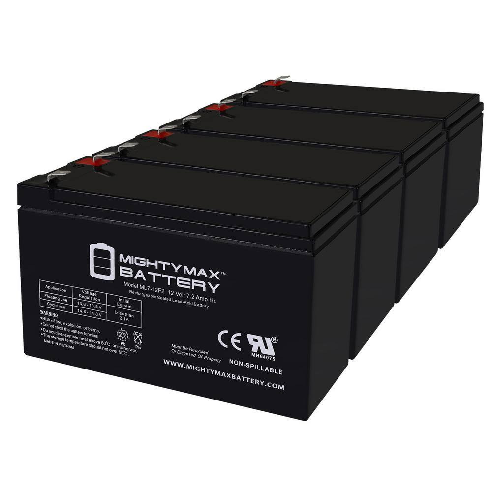 12-Volt 7Ah F2 Replacement Battery for APC Backups LS700 - 4 Pack