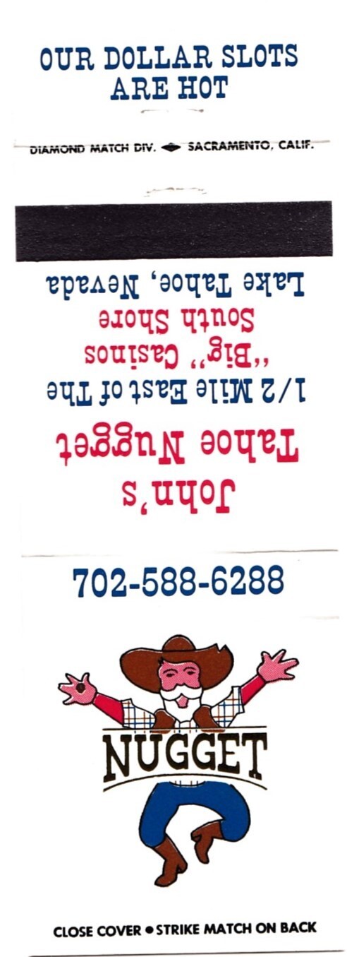 John's Tahoe Nugget Casino Matchbook Cover Lake Tahoe Nevada icmsc5