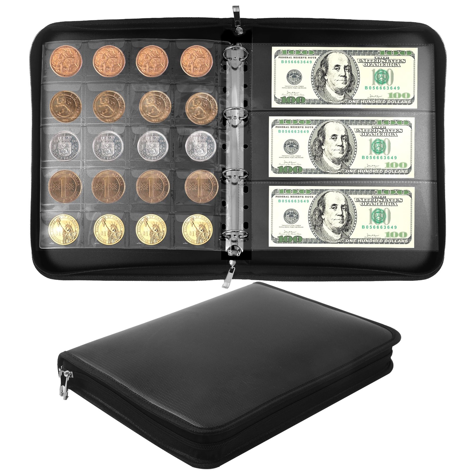 Coin Collection Book Album Holder for Collectors, 400 Pockets Fireproof Coin ...