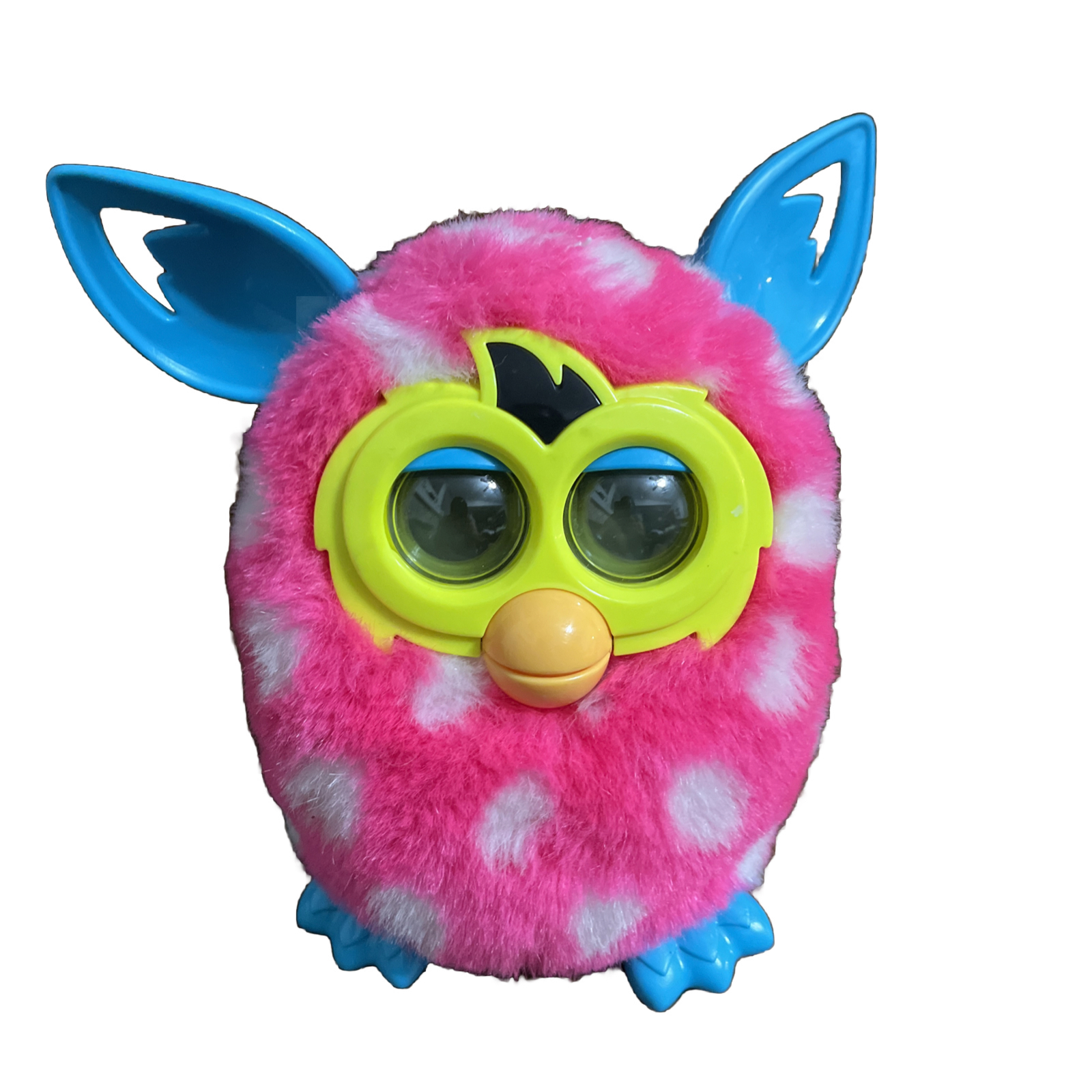 Hasbro Furby 2012 Talking Interactive Pink White Polka Dots Blue Tail Works