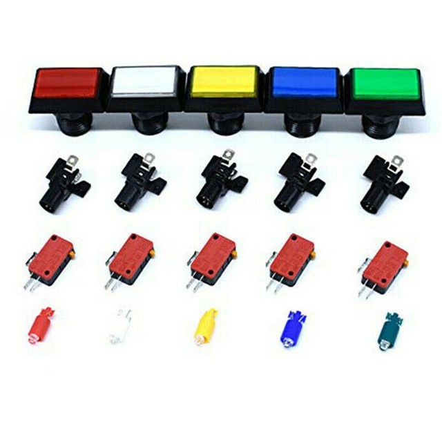 Light your Arcade Square Rectangle Push Buttons Illumilated LED w/ Microswitch