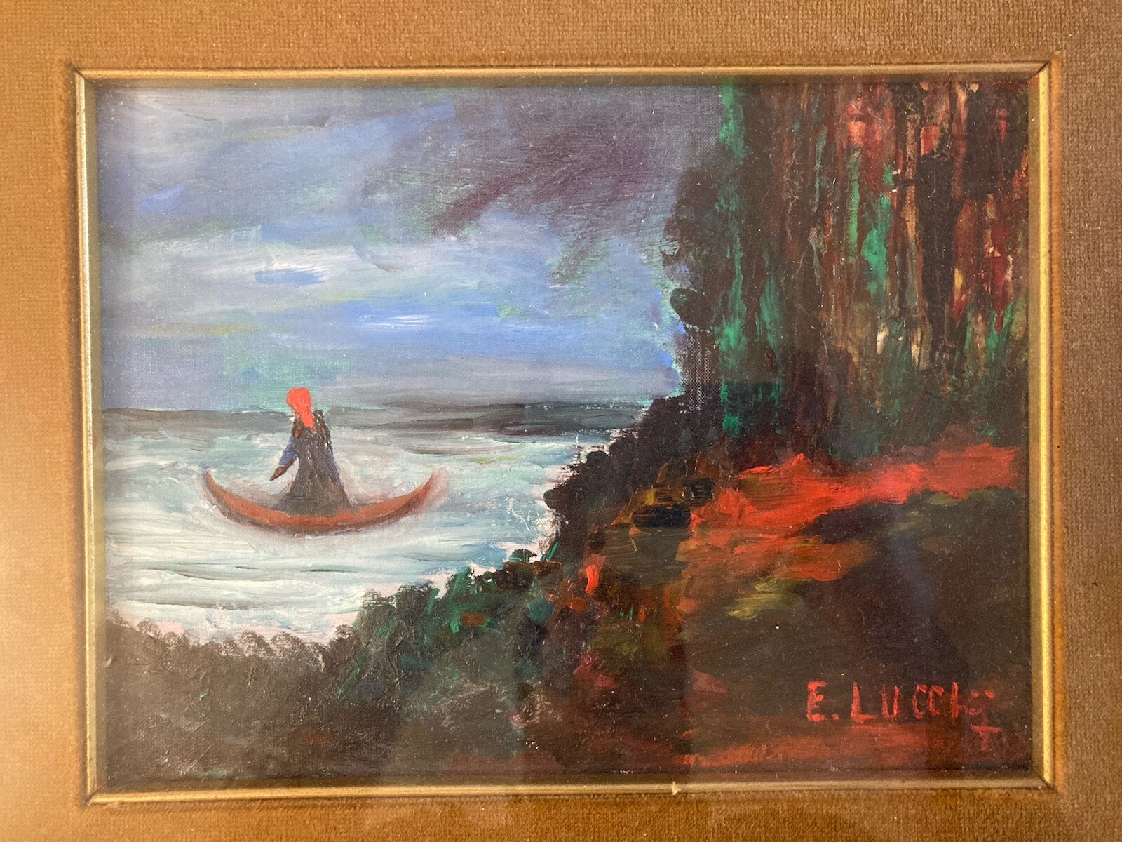 Belle Peinture Symbolisme Symboliste A Identifier Barque Personnage Art 1980