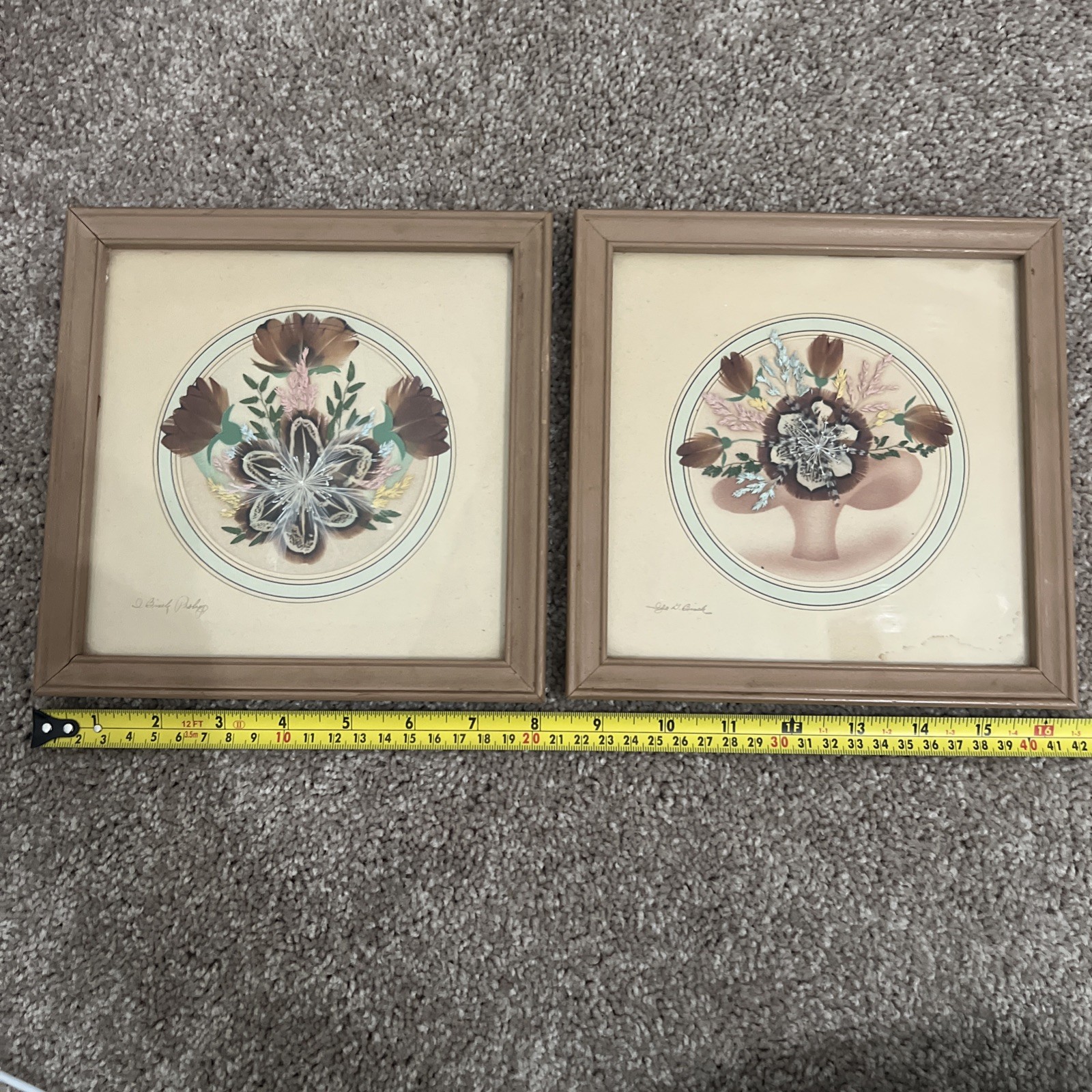 Lot Of 2 Vintage Prairie Pictures By Ida Bisek 8”x8” Frames