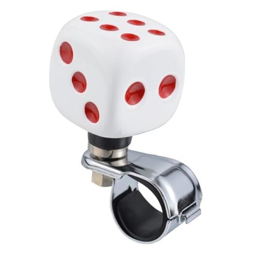 Steering Wheel Spinner, Dice Shape Car Turning Wheel Knob Suicide Power White