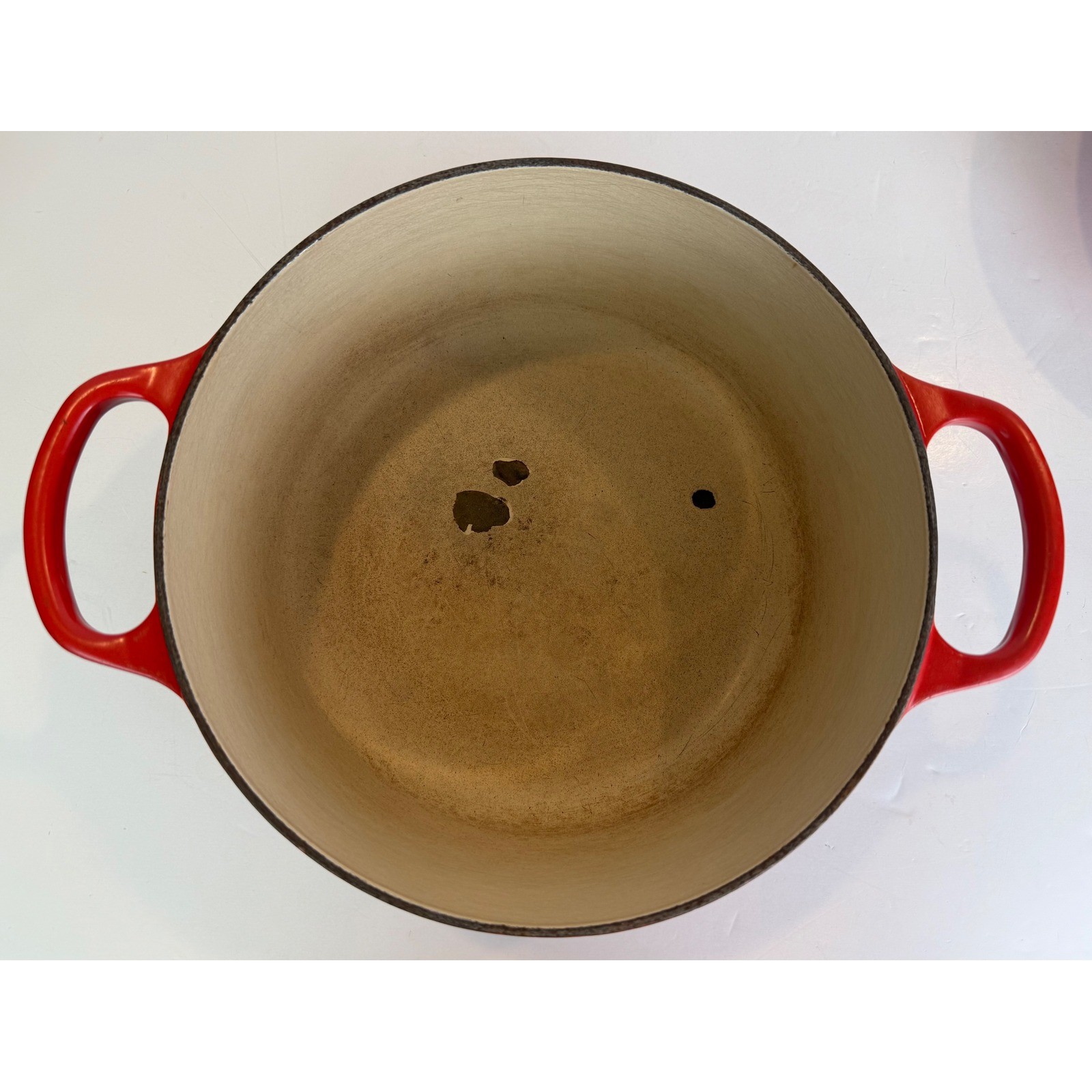 **Damaged** Le Creuset #24 Red Cherise Dutch Oven Enameled Cast Iron 4.5 QT