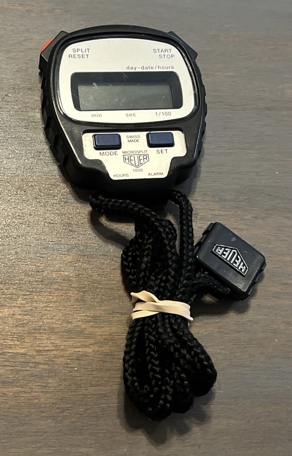 Vintage Heuer 1000 Microsplit Stop Watch Alarm Swiss Made - NEEDS BATTERY