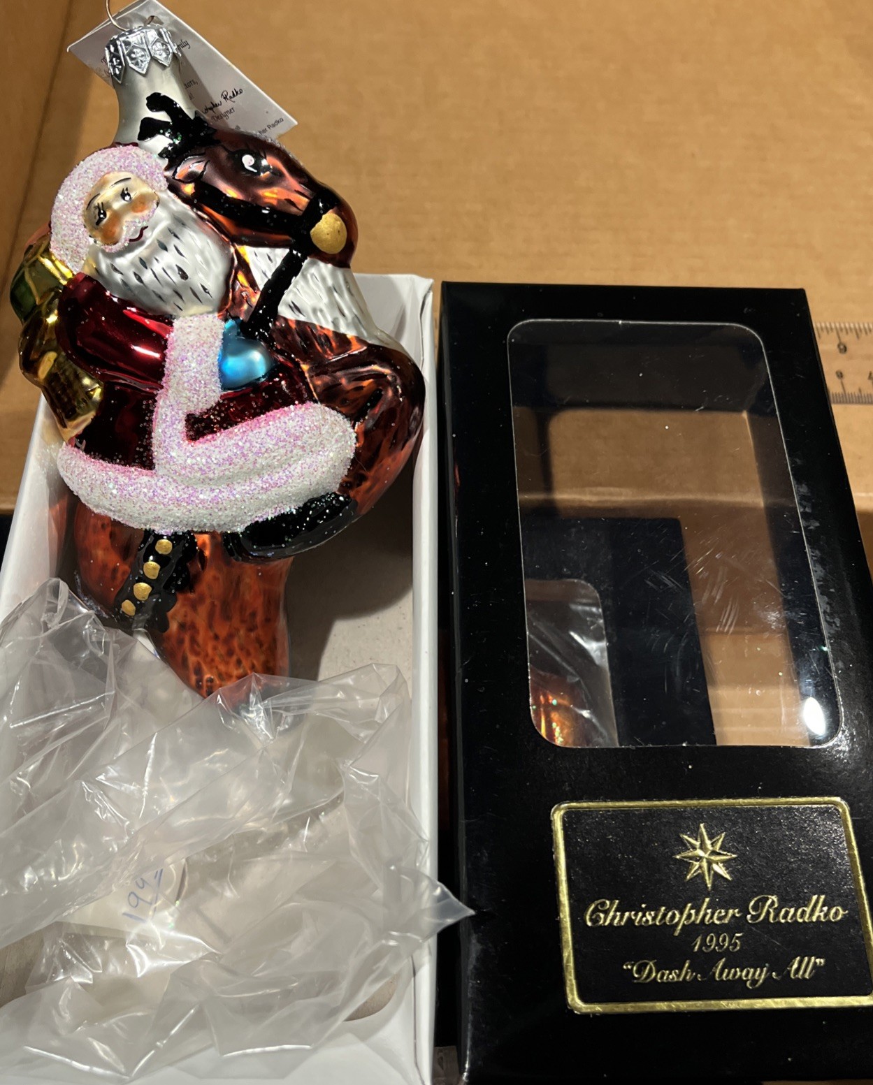 Vintage Christopher Radko Dash Away All Santa Christmas Ornament 6.5" Santa 1995