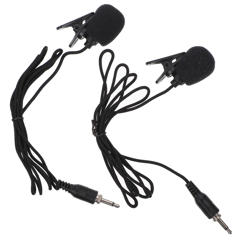  2 Pcs Condenser Recording Mic Lavalier Microphone Camera Computer