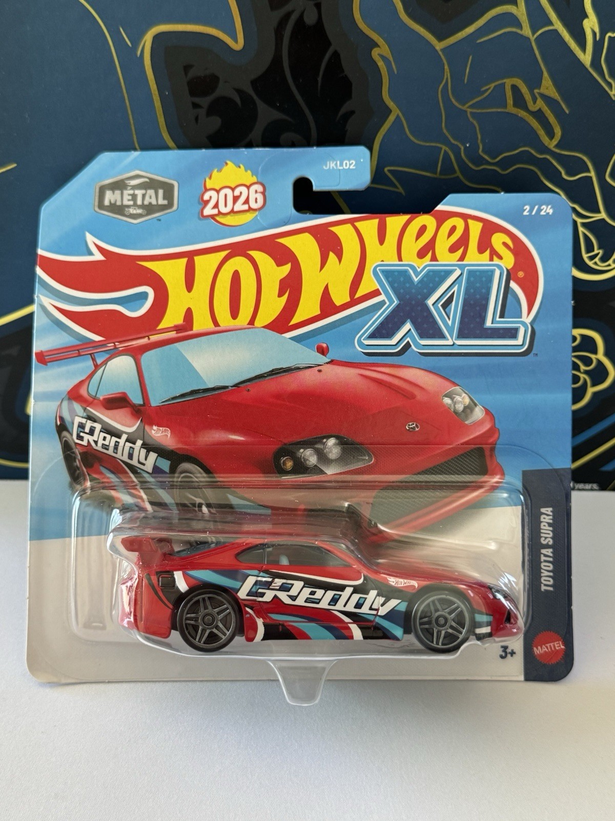 Toyota Supra Greddy Red Hot Wheels XL Scale Metal Diecast 2026