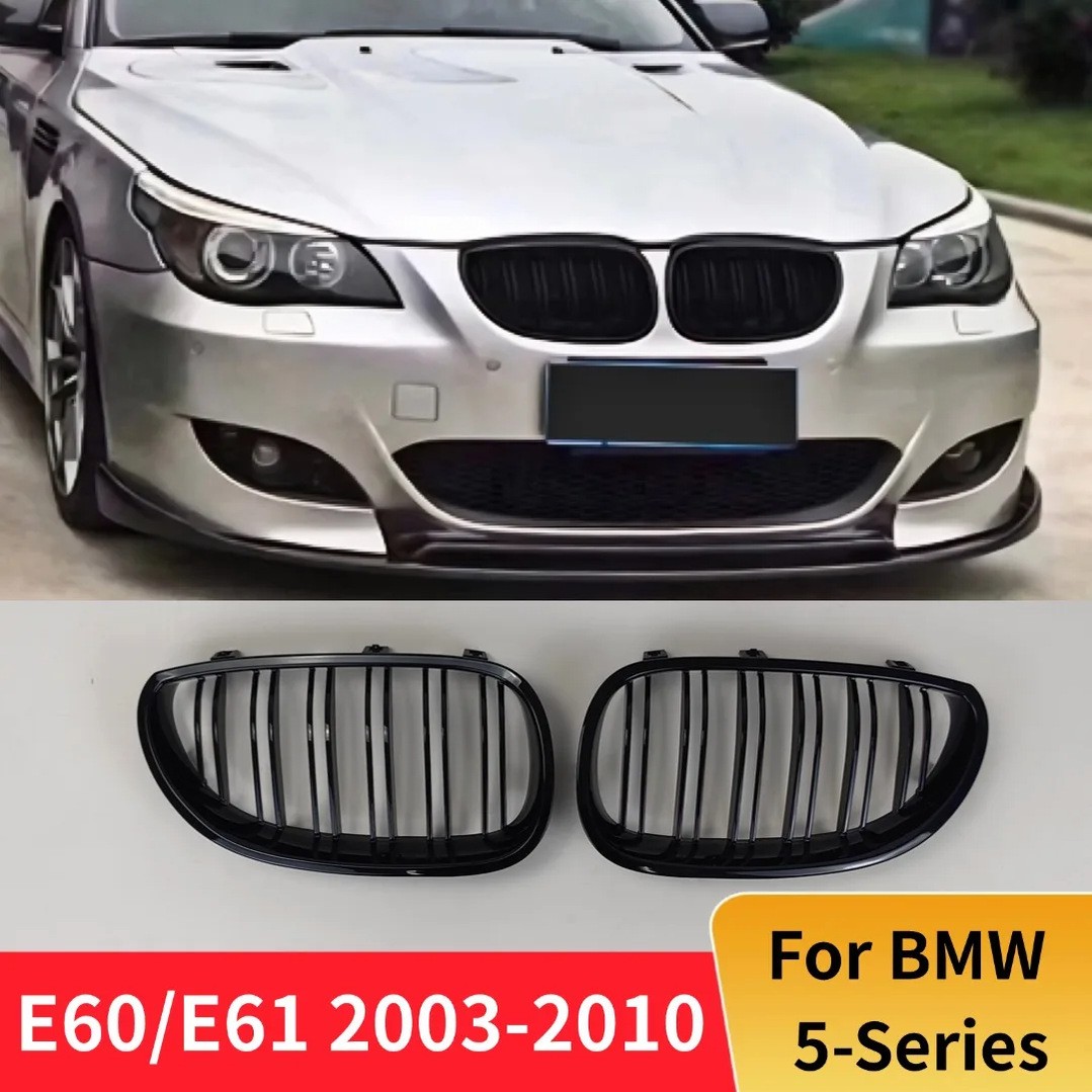 Double Slat Front Kidney Grille Bumper Grill For Bmw 5 Series E60 E61 2003 2010