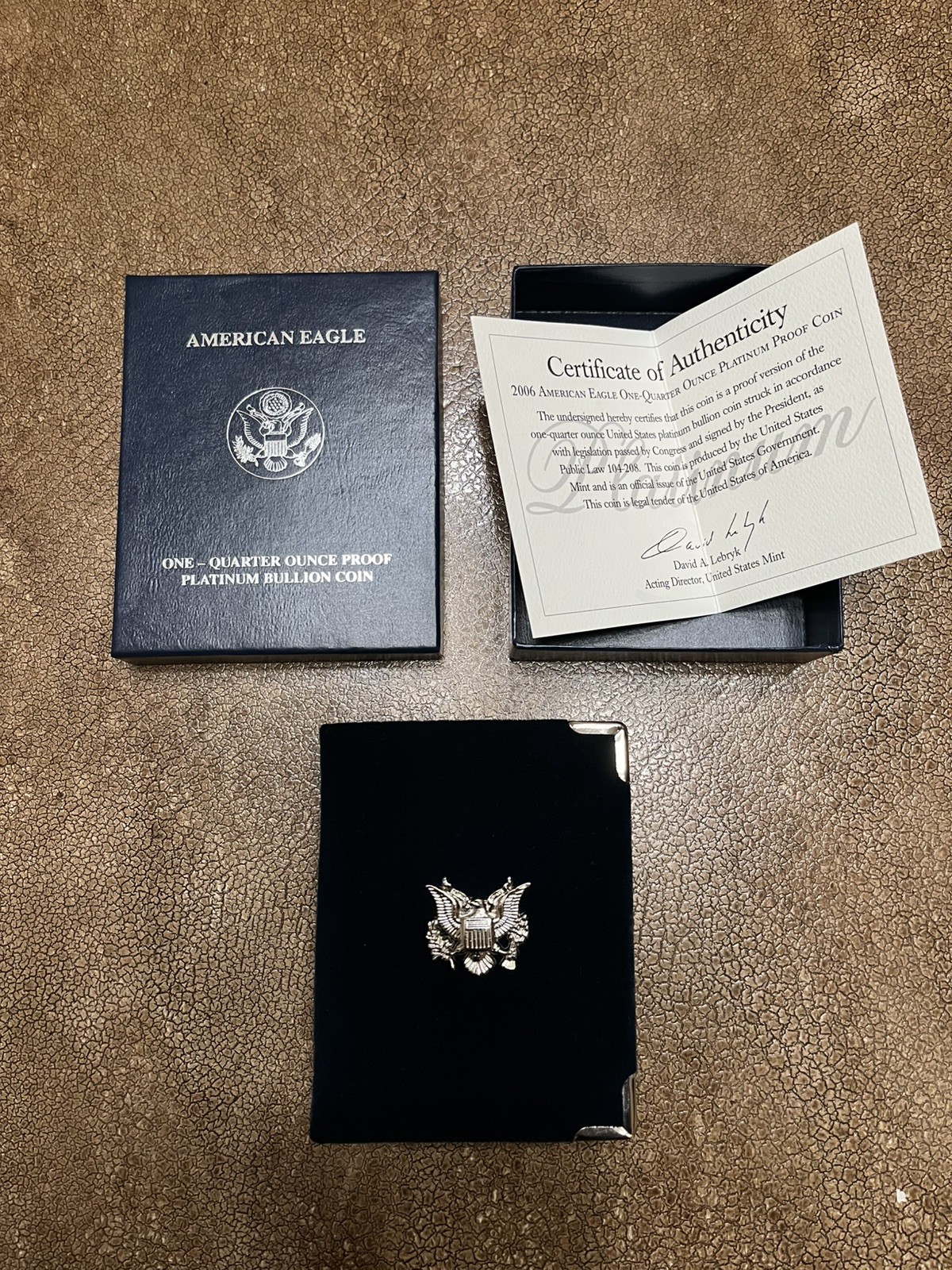 2006 W American Eagle 1/4 Oz Proof Platinum Coin BOX/COA/22 mm Capsule (NO COIN)