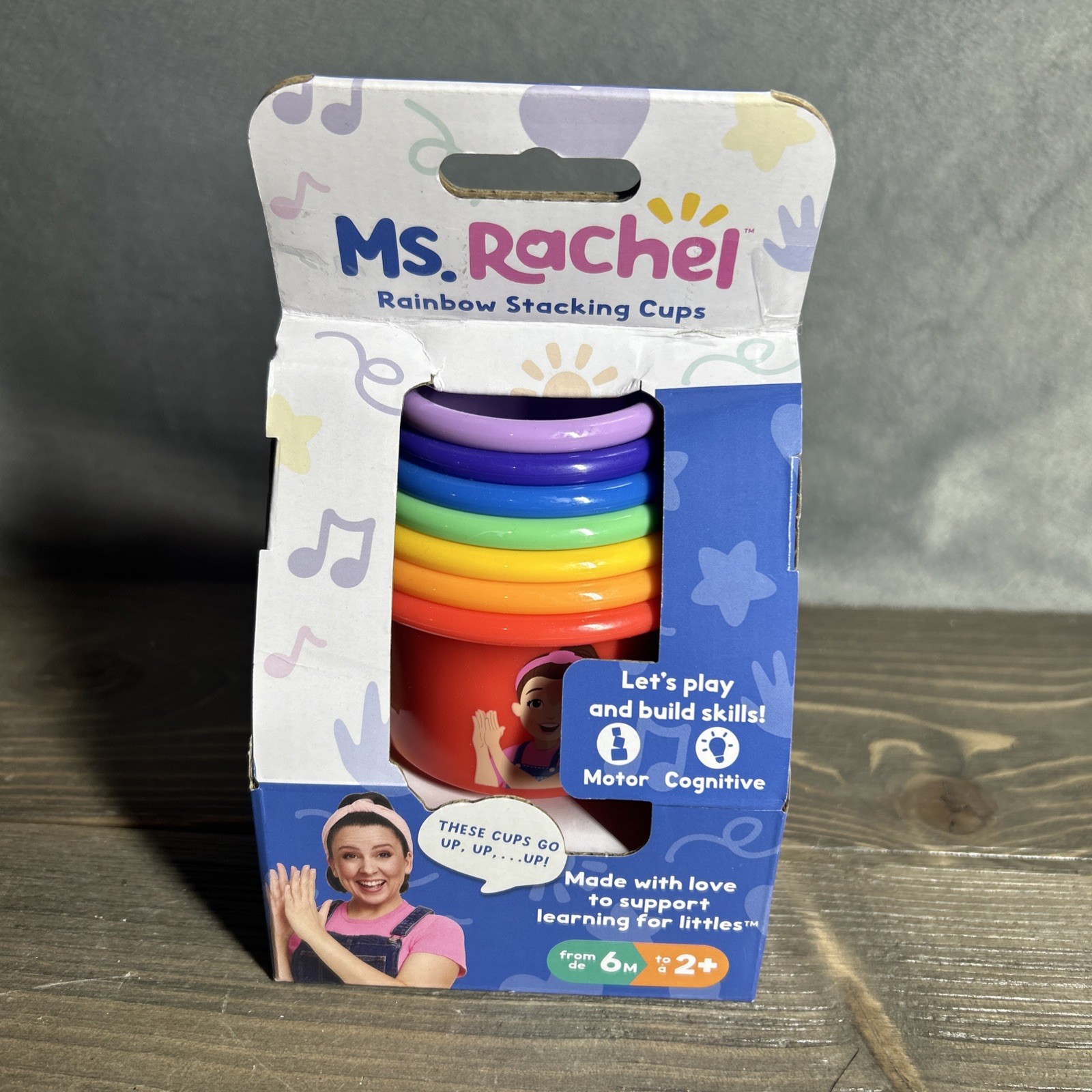 Ms. Rachel Official Rainbow Stacking Cups 7-Pack, Educational 1, Multicolor NEW