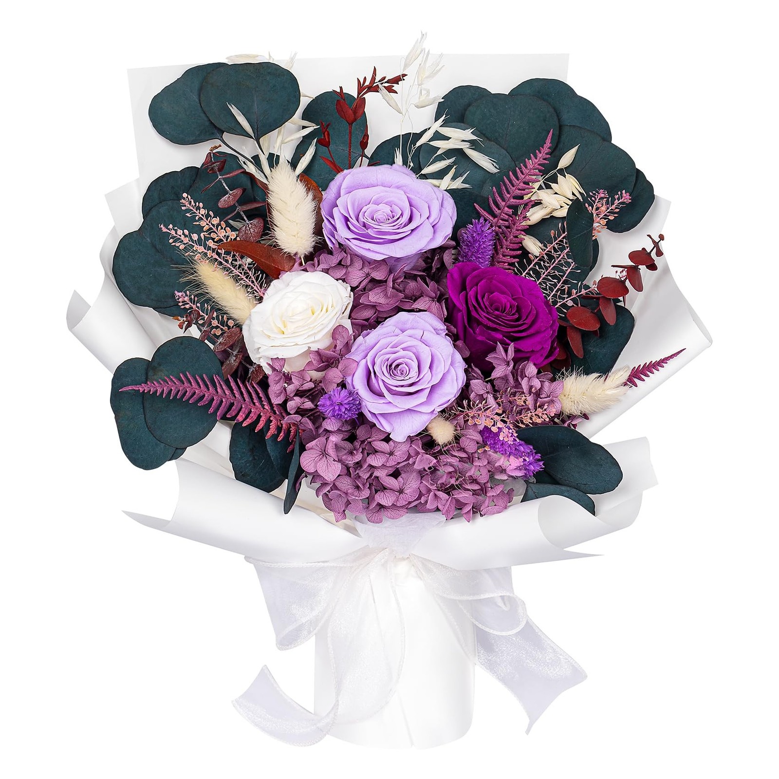 Preserved Flowers Bouquet for Delivery, Purple Rose Bouquet Gift for Women, L...