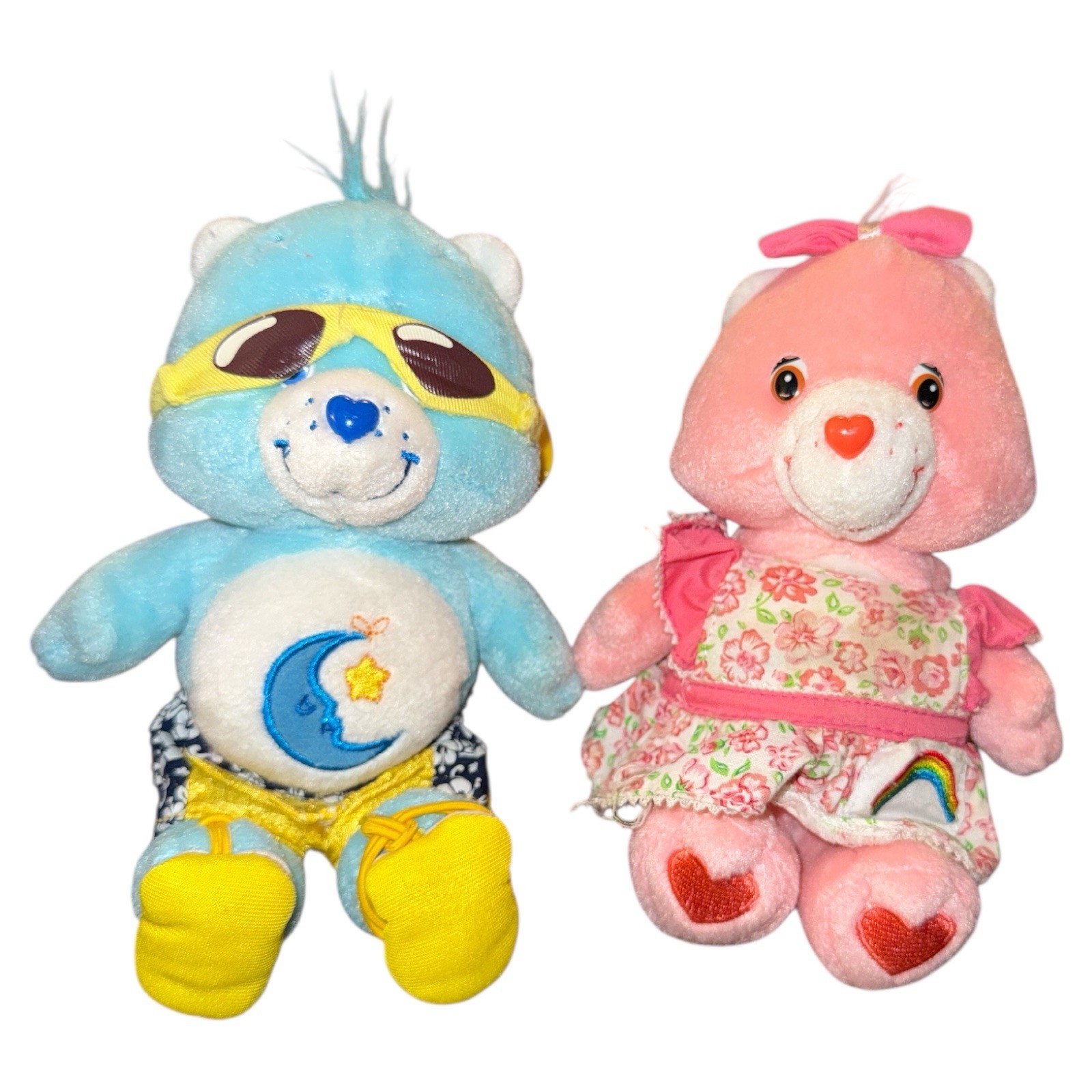 Care Bears Bedtime Bear In Swim Trunks Cheer Bear In Flower Dress Lot Of 2 7”