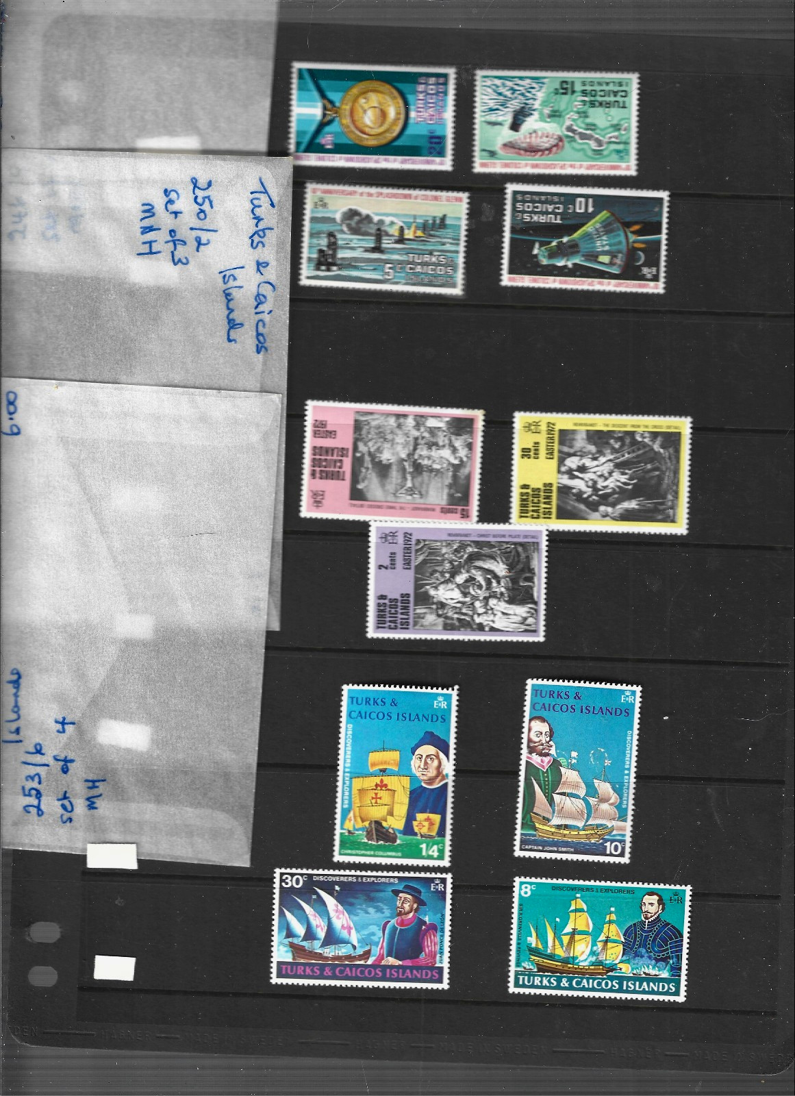 TURKS & CALICOS ISLAND STAMPS, 6 MNH SETS + 1 SINGLE