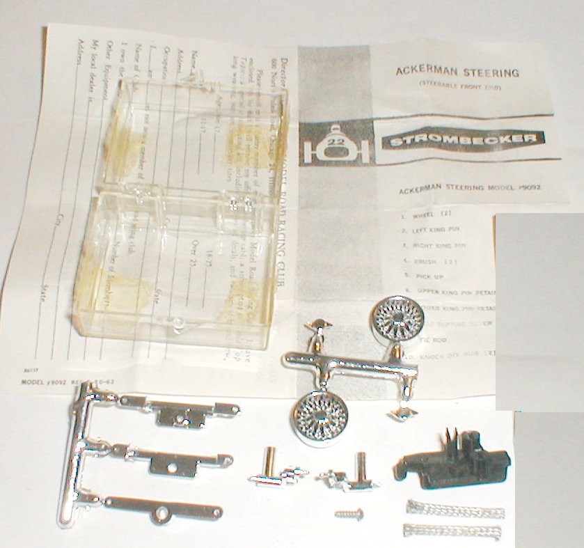 Strombecker Ackerman Steering  Kit Slot Car 1/32nd #9092 + Assembly Sheet NOS