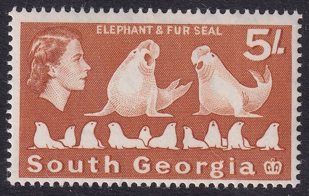 South Georgia QEII 1963 5/- SG13 - MNH