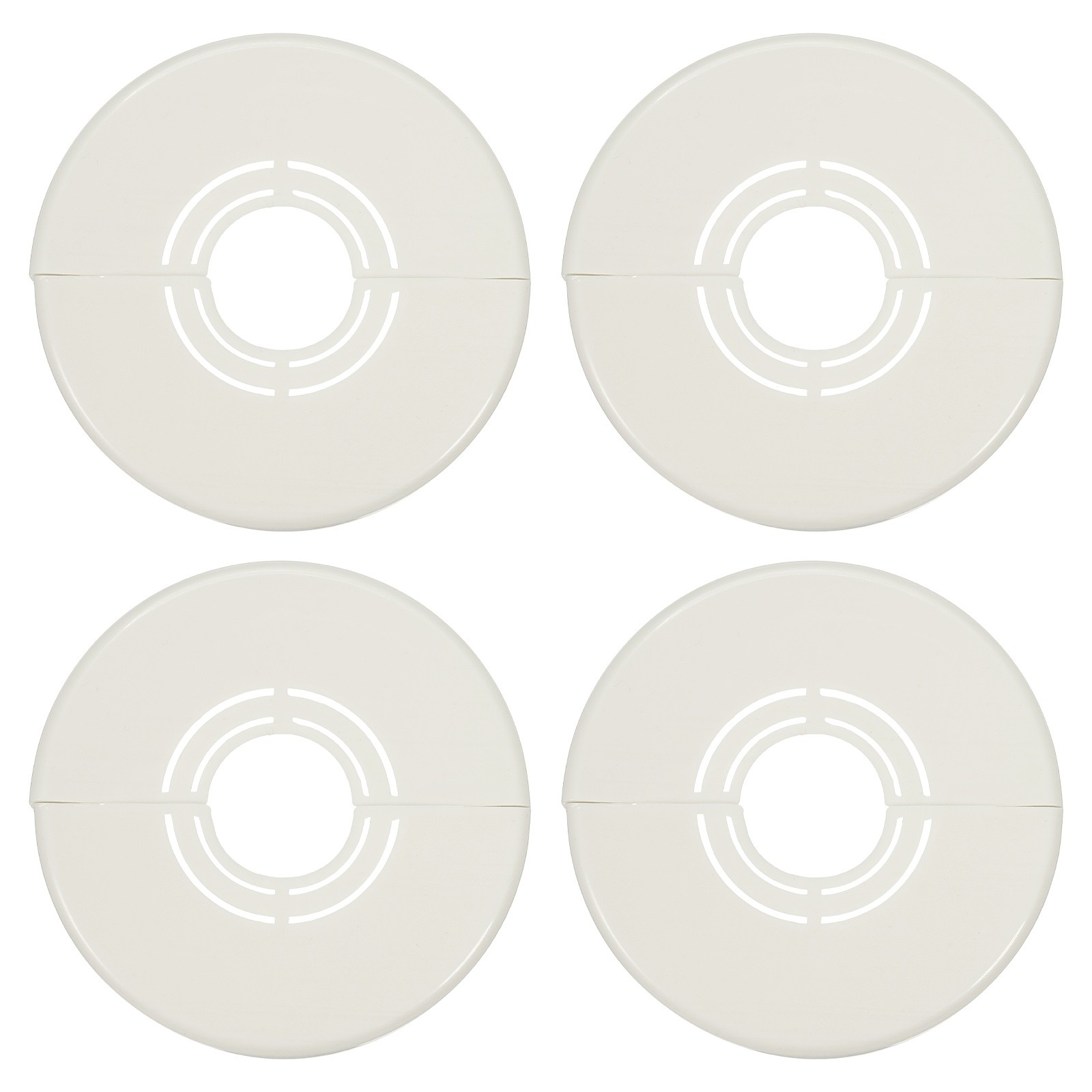 4pcs Wall Split Flange 1.18" Plastic Round Split Flange Pipe Cover, White