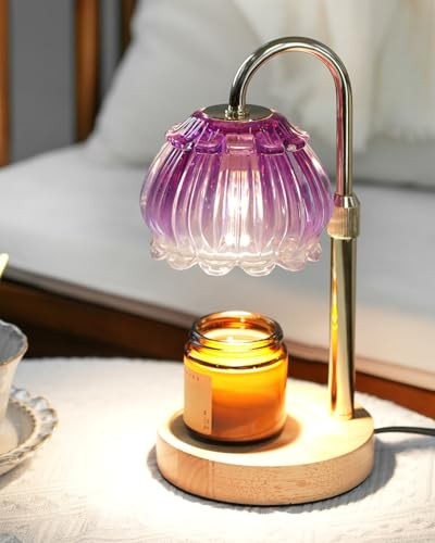Candle Warmer Lamp with Timer - Adjustable Height and Stepless Dimmable, Purple