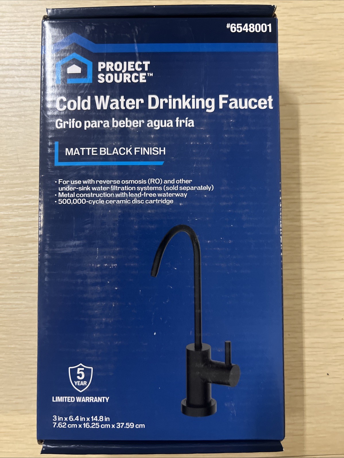 Project Source 6548001 Cold Water Drinking Faucet Matte Black Factory Seal