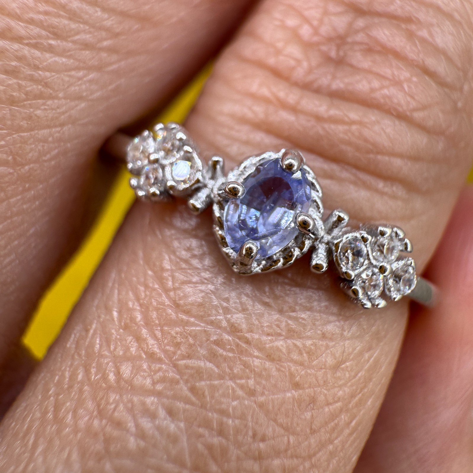 925 Sterling Silver Ring 5x3mm Natural Marquise Tanzanite Gemstone Zircon Cute