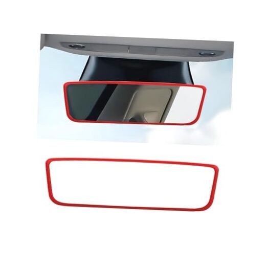 Car Rear View Mirror Protector Frame, Soft Silicone Auto Rearview Mirror Red